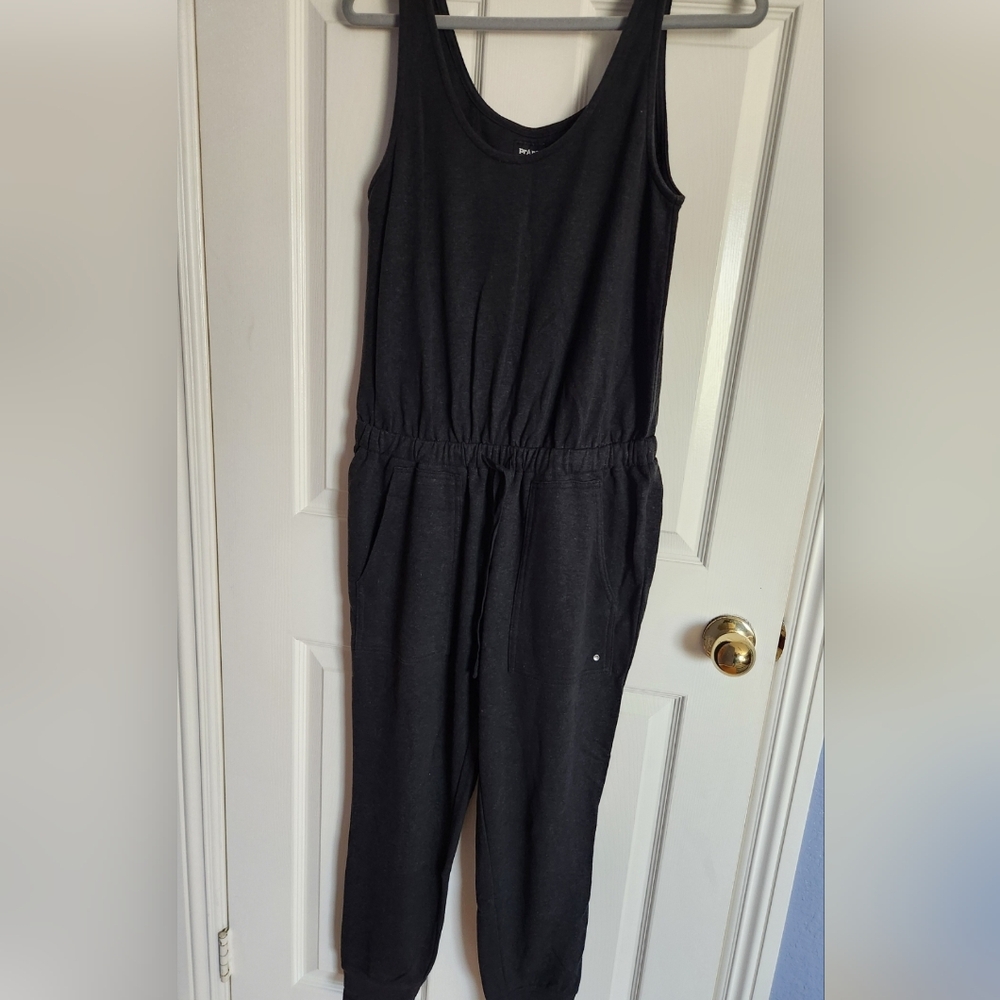 PRANA Cozy-Up Pull On Tank Jumpsuit Black/Charcoal Medium